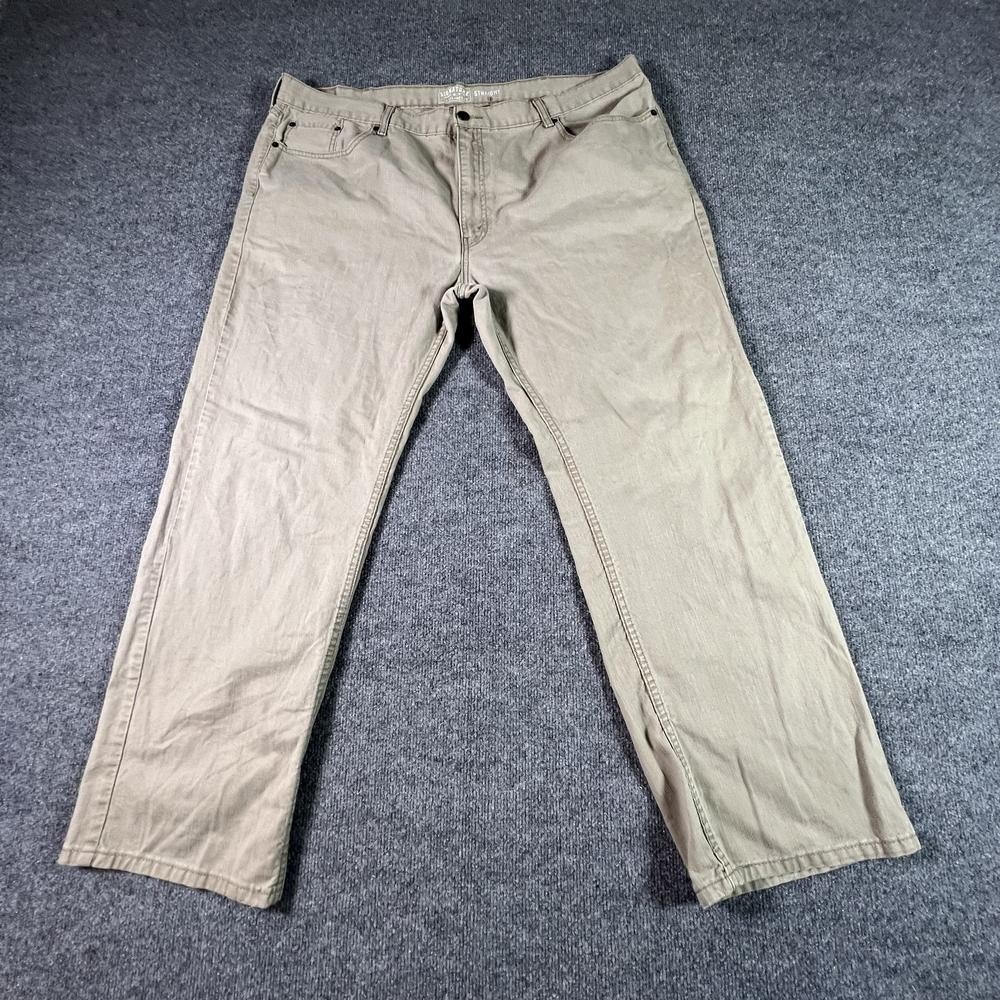 Signature by Levi's Straight Jeans Mens 44x32 Beige Cotton Denim Workwear Travel